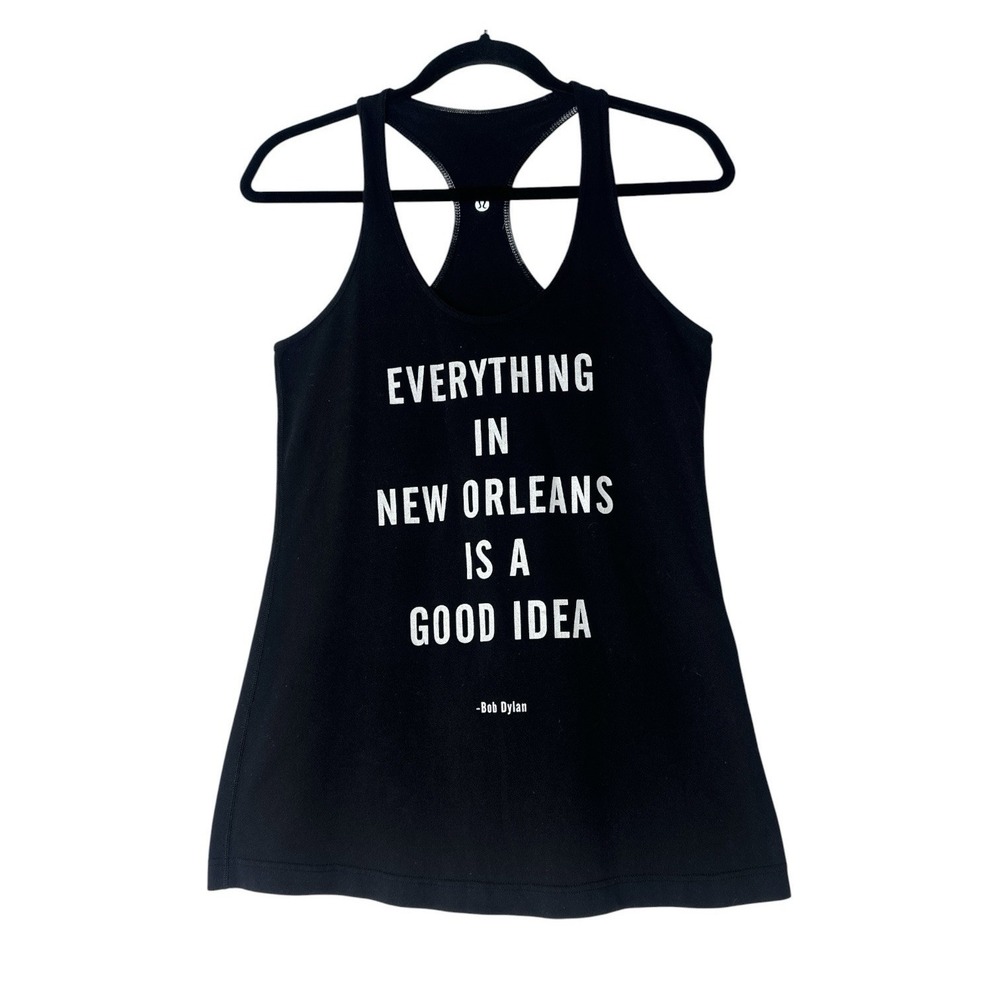 Lululemon Tank Top Women‎ Size 8 Black Racerback New Orleans Athleisure